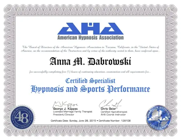 Hypnosis and Sports Performance Certified Specialist - AHA