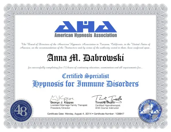 Hypnosis for Immune Disorders - Certified AHA